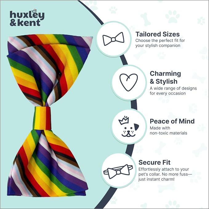 Huxley & Kent Pet Bow Tie for Dogs & Cats, All Together, Large/XLarge | Hook & Loop Attaches to Any Collar, Soft Polyester, Lightweight & Machine Washable, Perfect for Holidays & Photos