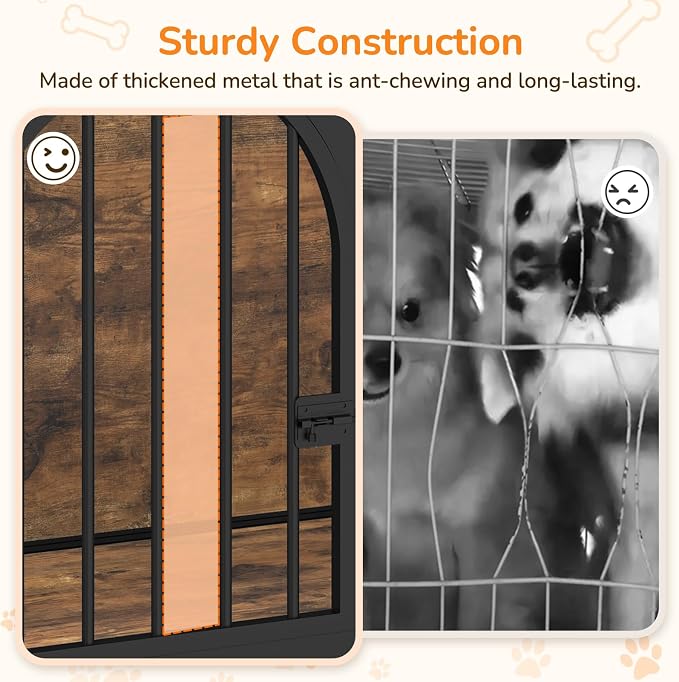 YATINEY 37.4" Dog Crate Furniture Foldable, Assembly-Free Dog Kennel | Arched Design, Collapsible Dog Crate, Dog Cage End Table, with Secure Door Lock, for Living Room, Hallway, Bedroom