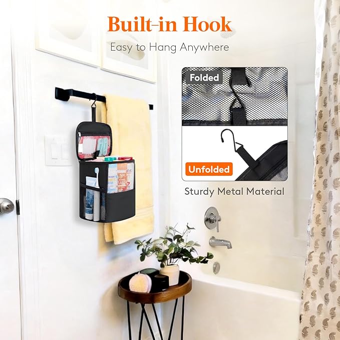 Lifewit Shower Bag Mesh Shower Caddy Portable College Dorm Room Essentials Tote Bag for Bathroom, Gym, Travel, Camping Quick Dry Hanging Shower Organizer Basket Toiletry Bag, Medium, Black | Portable, Quick Dry, College Dorm Room Essentials, Tote Bag f...