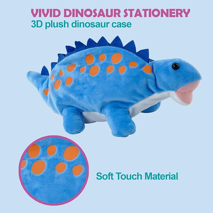 BB FUN HOUSE Pencil Case for Kids, 3D Plush Animal Dog Dinosaur Pencil Pouch Soft Stationery Storage Pen Bag for Girls and Boys School Supplies