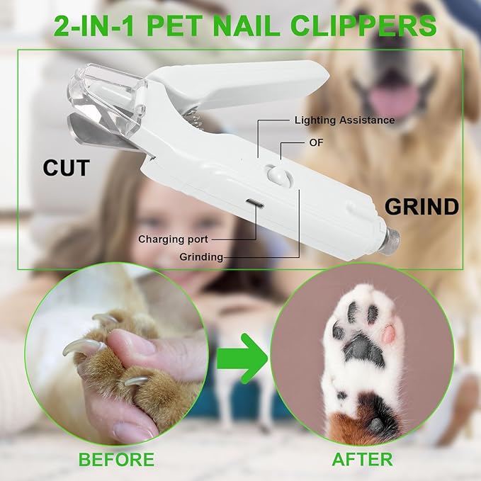 Pet Nail Clippers with Light for Dogs & Cats – Illuminates the Nail and Quick for Safe, Easy Trimming. Extra-Sharp Blades for Thick Nails