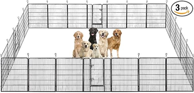 BestPet | Dog Playpen | 40", 24 Panels | Heavy Duty Metal Pet Exercise Pen | Indoor/Outdoor Fence Panels | Rust-Resistant, Removable, Tool-Free Setup | Anti-Skid, Expandable Design