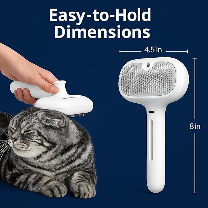 Renu Dog Brush, Renu FreshFur Dog Shower Brush + Bathing Solution, 3 in 1 Self Cleaning Steamy Pet Brushes, Dog Grooming Tool for Long & Short Hair, Removes Loose Hair Reduces Shedding (White)