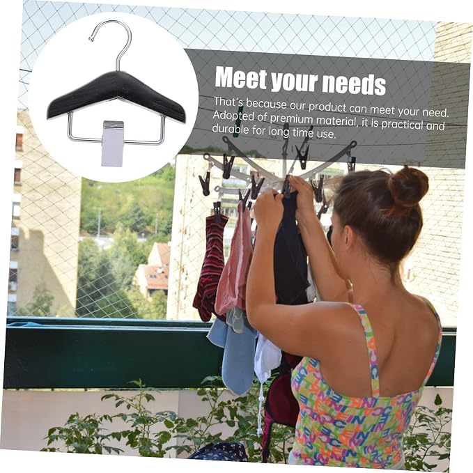 Toyvian Wooden PET Clothes Hanger Adjustable Dog Clothing Rack Clips for Pants and Dresses PET Apparel Hanger for Cats and Dogs