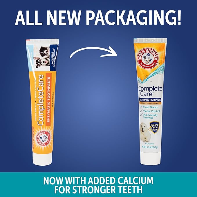 Arm & Hammer Complete Care Enzymatic Puppy Toothpaste, Peanut Butter Flavor, Enzymatic Dog Toothpaste for Puppies, Baking Soda + Calcium Formula, 6.2oz