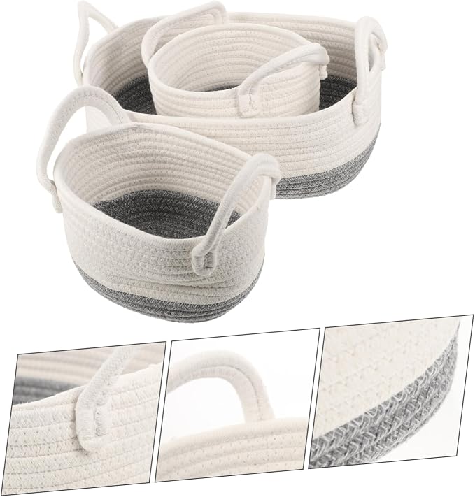 SOLUSTRE 3pcs Woven Dog Toy Storage Basket Rope Pet Organizer for Toys Food Clothes for Home and Dorm Use Compact Design for Easy Organization