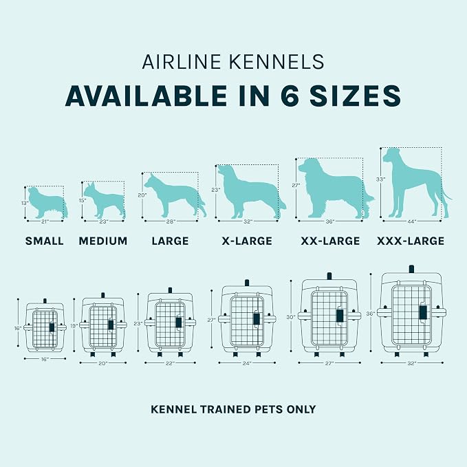 SportPet Airline Compliant LARGE 31.5" Travel Dog Kennel-Durable Plastic Airline Pet Carrier w/ Removable Wheels & Food Bowls, Collapsible Indoor/Outdoor Dog Kennel, Dogs up to 28"L & 20"H-Cream/Gray