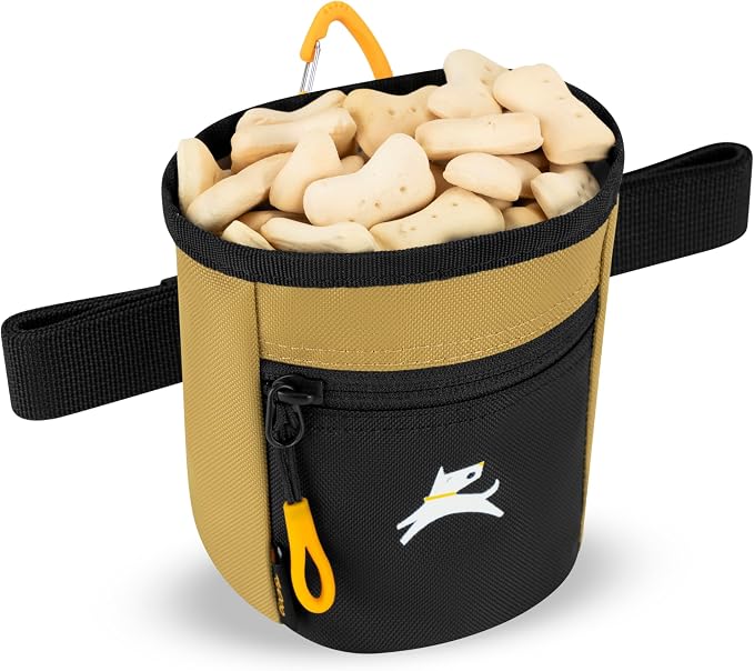 OllyDog, Goodie Treat Bag, Dog Treat Training Pouch | Magnetic Closure | 3 Ways to Wear | Hands-Free Waist Belt | Water-Resistant Recycled Vegan Fabric (Antelope)