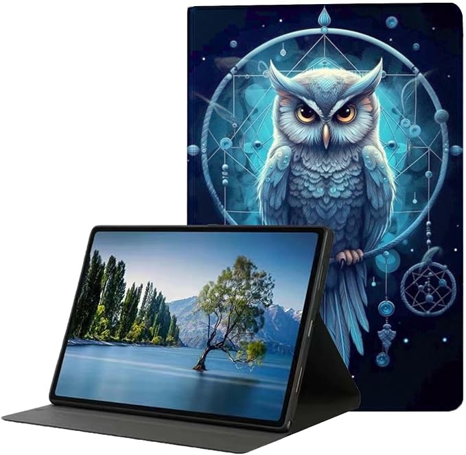 for Samsung Galaxy Tab A 10.1 Tablet Case 2019 Model T510 T515 T517,Premium Leather Folio Stand Auto Wake/Sleep,Multiple Viewing Stand,Owl Dreamcatcher