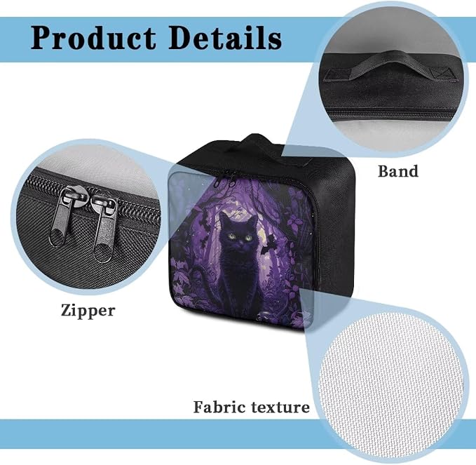 First Aid Case Purple Gothic Black Cat First Responder Case for Emergency Teams and Family Use Includes Modular Inserts Wear Resistant Zippers