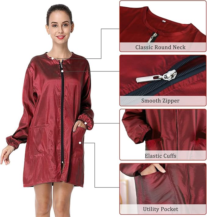 Polyester Professional Salon Smock Hair Stylist Jacket | Water-resistant Haircut Cape, Pet Grooming Workwear, Barber Apron