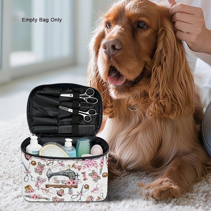 Cute Floral Travel Makeup Bag Womens Cosmetic Bag Lightweight Make Up Organizer Case,Large Wide-open Pouch for Women, Toiletries Accessories Brushes
