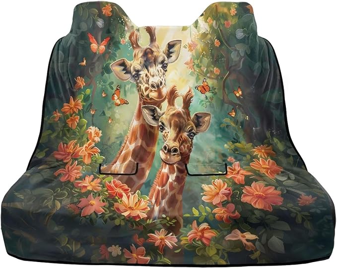 Renewold Rear Bench Protective Dog Car Seat Cover Full Large Size Car Back Seat Cover After Athletic Gym Running Giraffe Butterflies Cushion Mat Beach Chair Towel Yoga Picnic Blanket