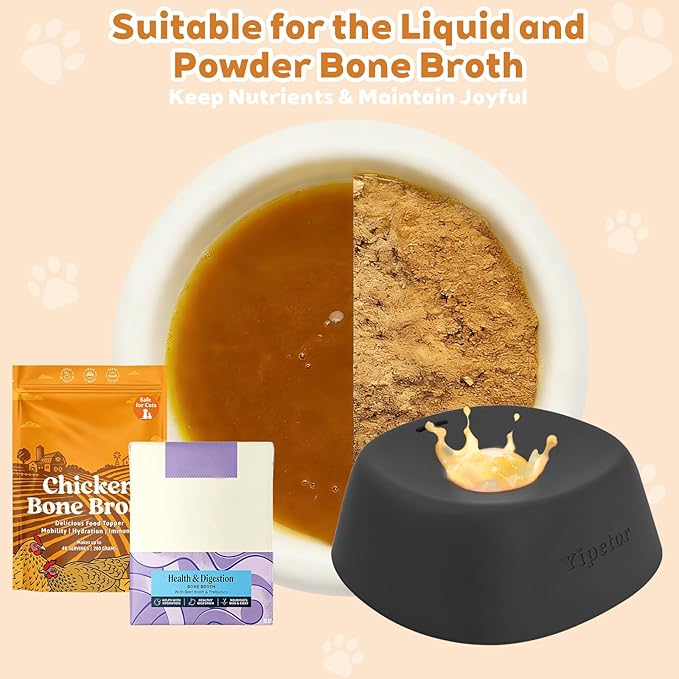 Yipetor Slow Feeder Dog Bowls for Liquid Treat, 【Entertained Ball-in】 Bone Broth Dog Lick Bowl, 3/4 Cup Yogurt Pup Lick Toy for Large Medium Small Breeds Dietary Supplement/Post-op Nutrition