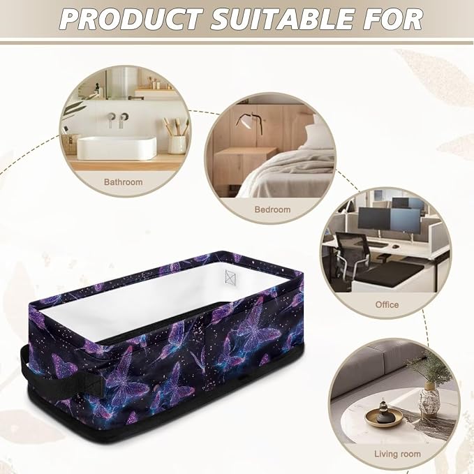 Purple Butterfly Toilet Paper Basket, Toilet Paper Storage Toilet Roll Organizer Paper Container, Bathroom Accessories Toilet Paper Holder with Storage
