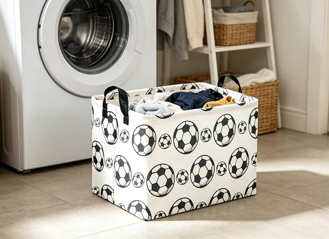 Rectangular Soccer Basket Storage Bin Organizer Box Room Decor for Home(Soccer)