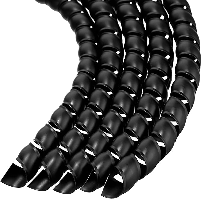 Flutesan Dog and Cat Cord Protector 24.6 ft 10 mm Spiral Cable Wire Wrap from Pets No Chew Cat Proofing Cords 5 Pcs/Pack for TV Computer Ebike Electrical Wire(Black)