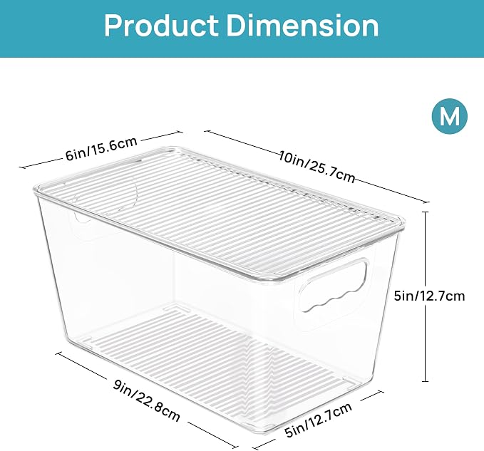 Vtopmart 12 Pack Clear Stackable Storage Bins with Lids, Medium