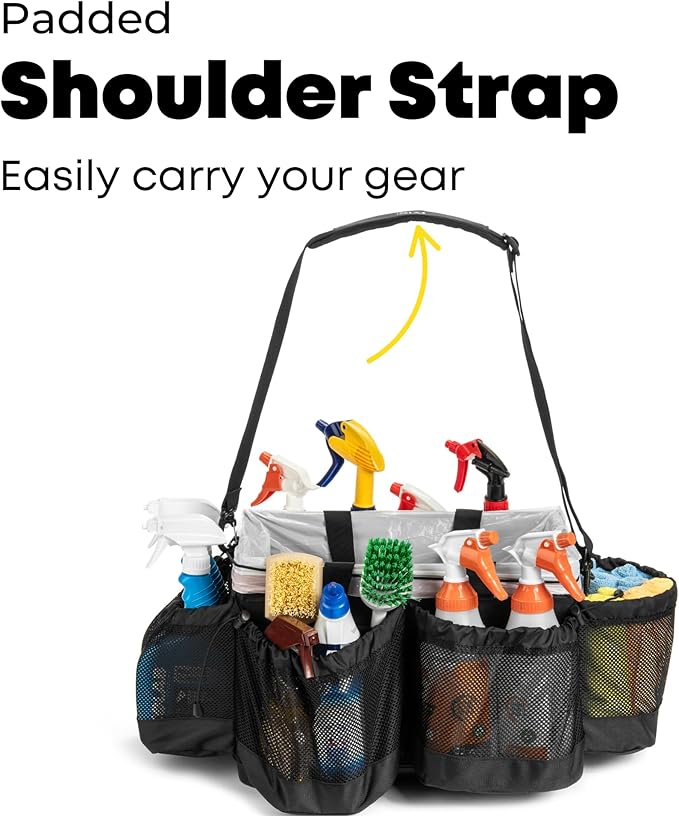 Pro Caddy for House Cleaning, Auto Detailing, Bike Detailing, Cleaning Supplies and Tools, Jet Black