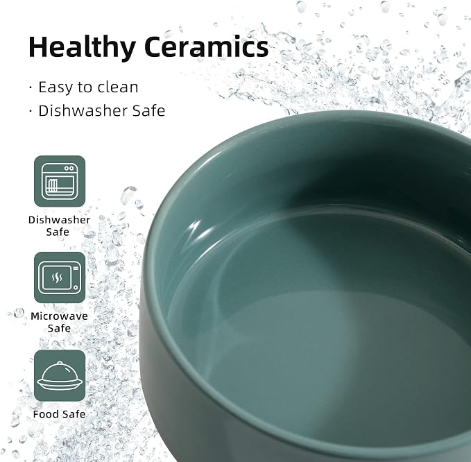 Havniva Cat Bowls Set of Two, 6.1” Ceramic Cat Food Bowls, Cat Water Bowl | Cat Food and Water Bowl Set, Non-Slip Base, Food-Grade Ceramic, Wide Opening, Dishwasher Safe, Pet Bowls Whisker Friendly
