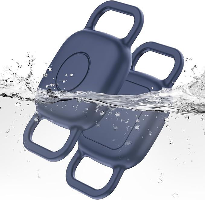 Waterproof Dog Collar Holder for Life360 Tile Mate Tracker, 2-Pack Durable Silicone Cover, Anti Lost for Life 360 Tile Tracker Case for Cat & pet Collars, Easy Installation, Lightweight, Navy Blue