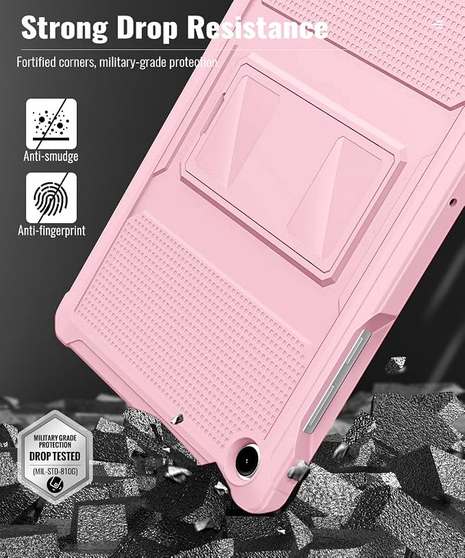 MoKo Shockproof Case Fit Samsung Galaxy Tab A11+ Plus/ A9+ 11 Inch | Full Body Rugged Stand Back Cover with Built-in Screen Protector for Galaxy Tab A11+/ A9+ Tablet, Light Pink
