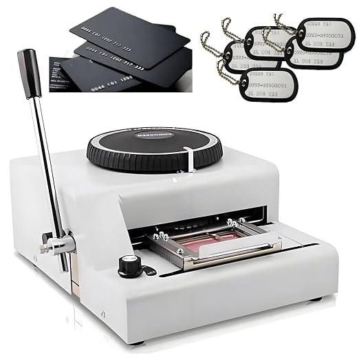 Manual Dog Tag Embosser Machine - 72 Coded Characters, 30 Aluminum Tags Included, Perfect for Custom Pet ID Tags & PVC Card Embossing, User-Friendly Design