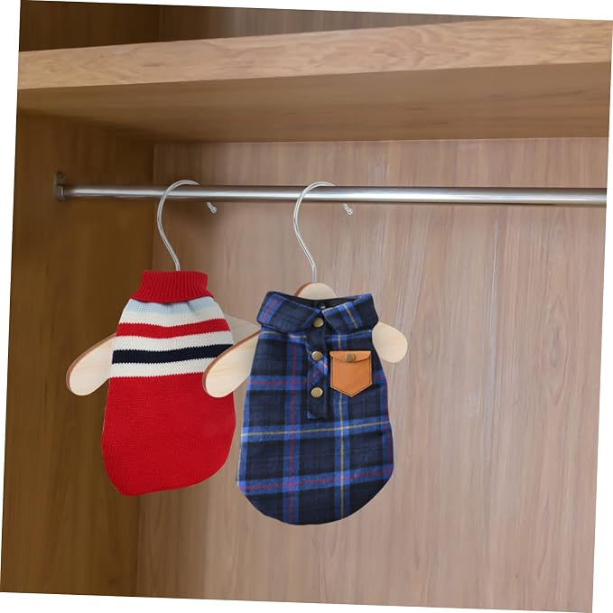 VOSAREA 10-Piece Wooden Dog and Cat Clothes Hangers 8.66 Inch Wear-Resistant PET Hangers for Daily Use Portable Non-Slip PET Clothing Organizer