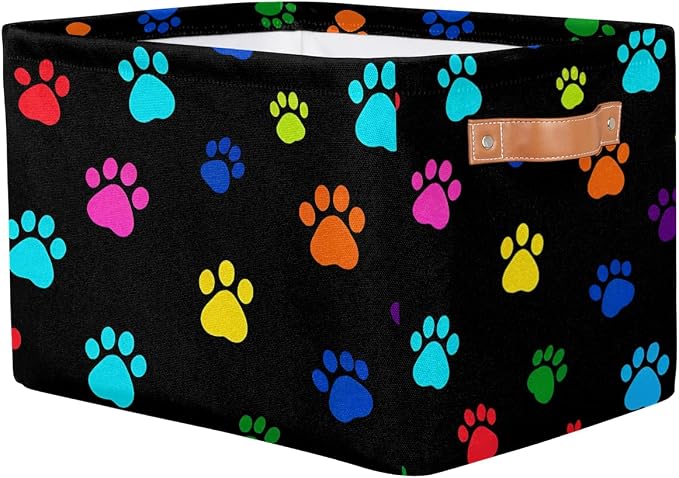 Colorful Paw Print Storage Basket Cube Animal Dog Cat Storage Bin Organizer