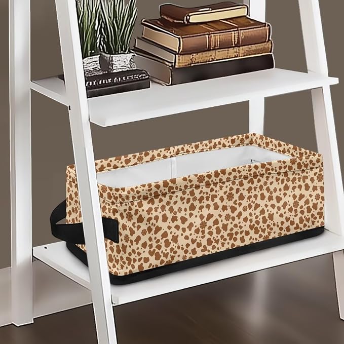 Leopard Toilet Paper Storage Basket with Handle, Decorative Shelf Bins Bathroom Basket Toilet Tank Topper Paper Storage for Toilet Roll Paper, Vanities Cabinets Towels