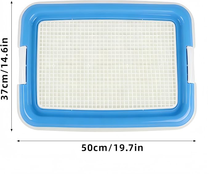 Dog Potty Tray for Small Dogs, Puppy Potty Training Tray 19.7"x14.6" Indoor Dog Toilet, Leak-Proof Pet Pads Holder (Blue)