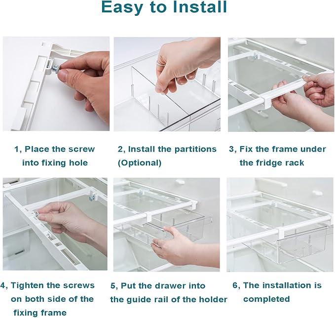 2Pcs Refrigerator Organizer Bins Refrigerator Drawer Fridge Organizers | 2Packs Refrigerator Organizer Fridge Egg Drawer, Pull-out Fridge Storage Box Refrigerator Egg Drawer