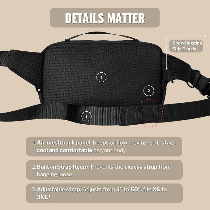 Crossbody Dog Walking Bag, Treat Pouch & Poop Bag Holder, Charcoal Black | Crossbody dog walking bag, hands-free. PEVA-lined treat pouch, poop bag holder, leash hook. Water-resistant, 4-50 in. strap