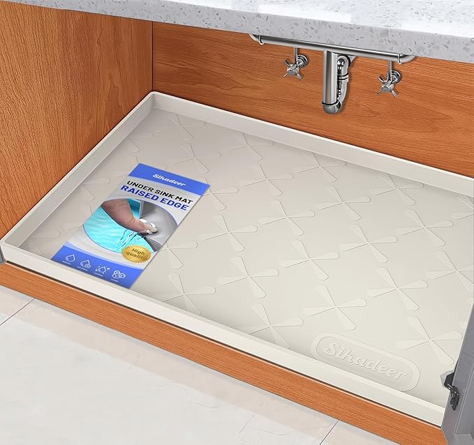 Waterproof Under Sink Mat Silicone 25"x19", Kitchen Cabinet Liner | BPA-Free Silicone Mat with Raised Lip Protects Cabinets from Leaks, Versatile Home Organizer for Bathroom, Pets, Boots, Floor
