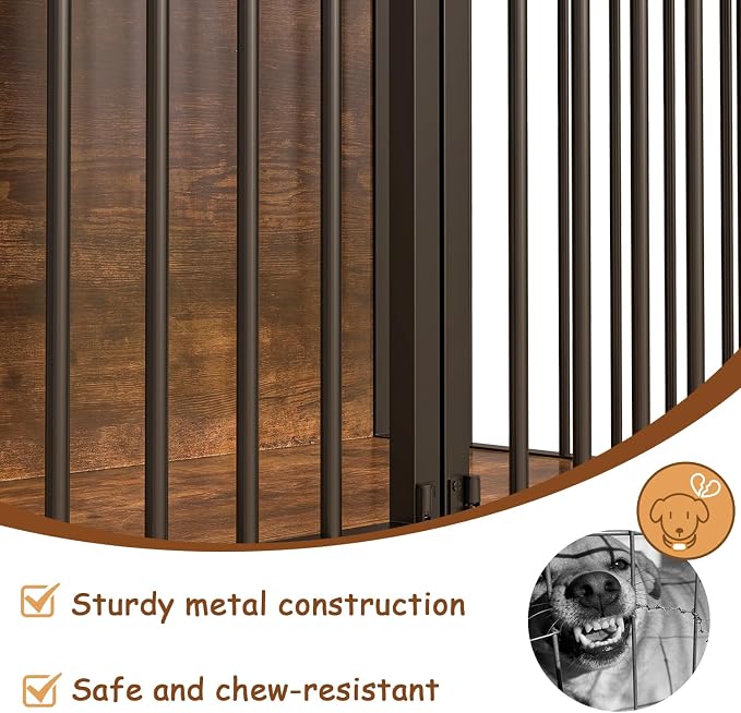 PUKAMI Large Dog Crate Furniture with 2 Drawers, 44 Inch Wooden Dog Kennel Indoor, Crate Furniture as Decorative End Table, Cage Furniture for Small Medium Large Dogs (New Brown, 2-Pack Set)