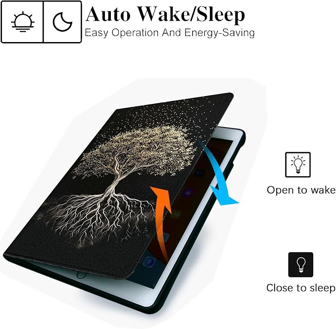 for Microsoft Surface Pro X/Pro X Plus-13 2019/2020/2021/2024 Tablet Case,Auto Wake/Sleep,Adjustable Stand Protective Cover - Golden Life Tree