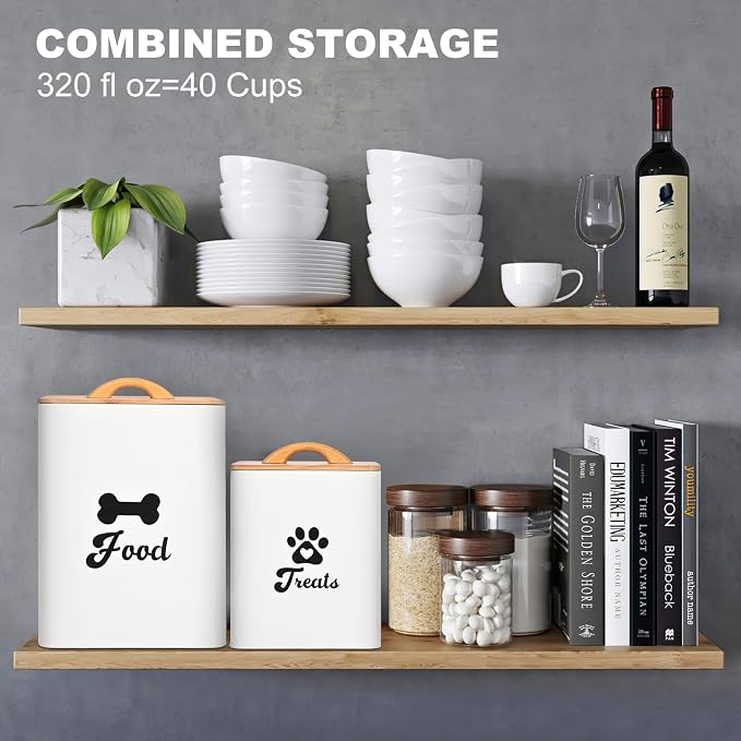 Dog Treat Container 2PCS, Dog Food Storage Container with Lids Airtight, Dog Treat Jars for Kitchen Counter-7+3Lbs, Small Dog and Cat Cookie Jar for Storage, Pet Treat Container (Upgraded) White