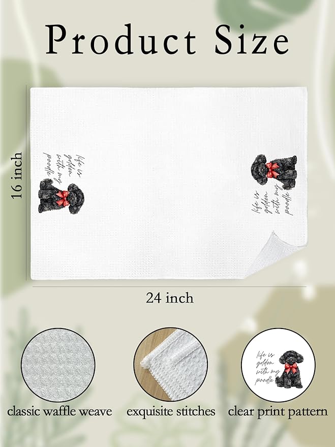 Goldendoodle Hand Towels for Bathroom - Black Golden Doodle Poodle Kitchen Dish Tea Towels, Goldendoodle Dog Mom Gifts for Dog Lovers/Women, Golden Doodle Gifts for Mothers Day/Christmas