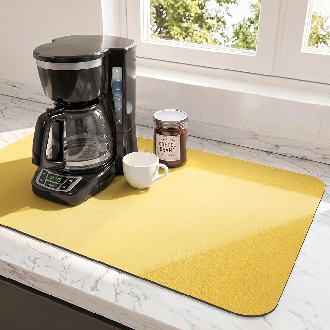 Ecotrim Coffee Mats for Coffee Bar Accessories, Yellow 17" x 31.5"