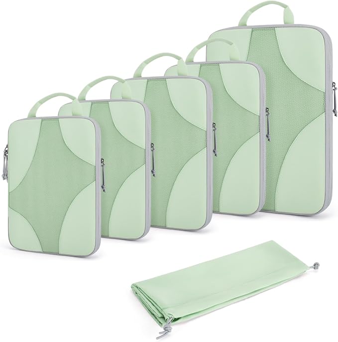 Bagsmart Compression Packing Cubes, Travel Bag Cruise Ship Essentials | Lightweight, Compressible Suitcase Organizer Set fit Standard Carry-On & Checked Luggage, 6 Set, 14 Set Washable Packing Bags