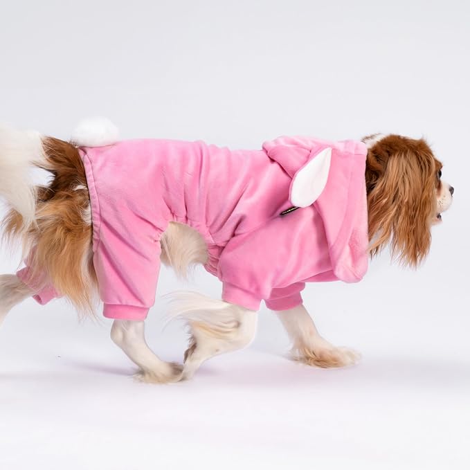 Fitwarm Dog Halloween Bunny Costumes, Funny Dog Hooded Pajamas, Doggy Clothes for Small Dogs Boy Girl, Pet Apparel, Pink, White, XS