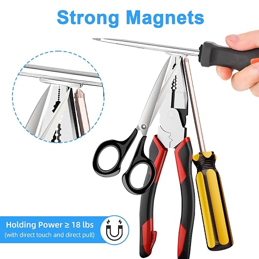 Rare Earth Neodymium Magnets with Double Sided Adhesive, 60x10x3 mm, 20pcs | Heavy Duty Strong Magnets, Rectangular Bar Magnets Strip for Fridge Kitchen Garage Office Science Craft, Silver