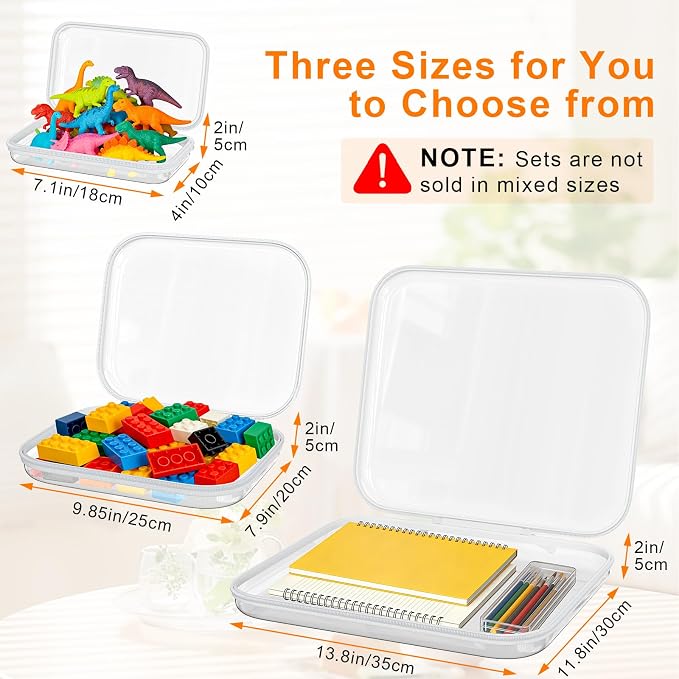 3PCS Clear Hard Shell Zipper Case,9.9*7.9*2in,Travel Toiletry Cosmetic Bags | Crush-Proof Waterproof Clear Zipper Pouches,Multi-Size Storage Box,Stackable Portable Makeup Bag Organizers PET Hard Pouch
