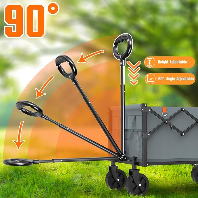 Yozoia Wagons Carts Foldable,Utility Beach Grocery Wagon with Wheels,Grey | Foldable, Lightweight, Portable, Simple Installation for Camping Shopping Beach Garden Sports