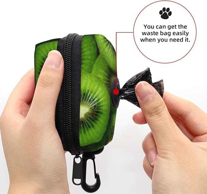 Kiwi Slices Pet Waste Bag Dispenser 0.2L | Portable Dog Poop Holder Waste Bag With Zipper Park Doggy Walking Accessory