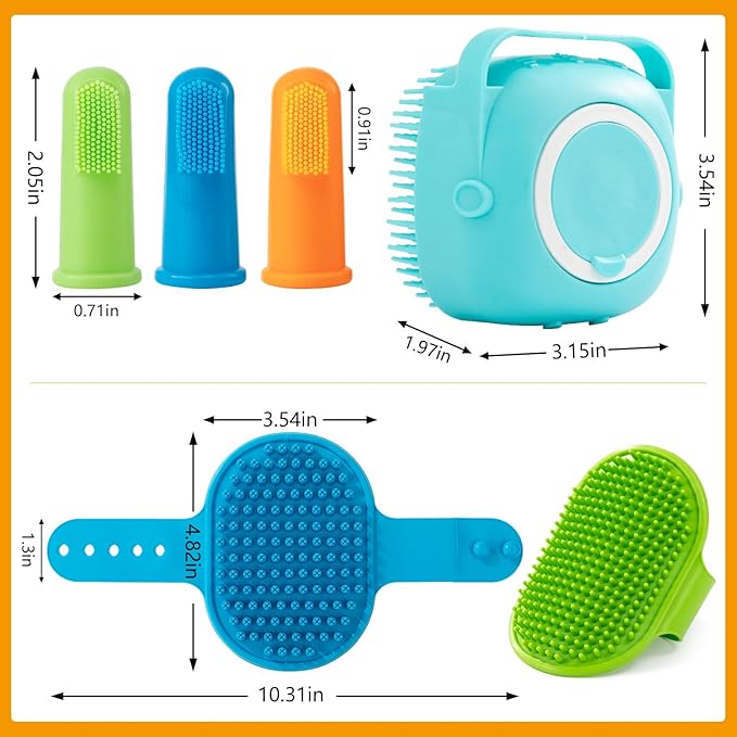 ondware 6PCS Dog Bath Brush Set, Dogs Scrubber for Short and Long Haired Dogs, Dog Shampoo Brush for Shedding, Bathing, Massaging and Grooming