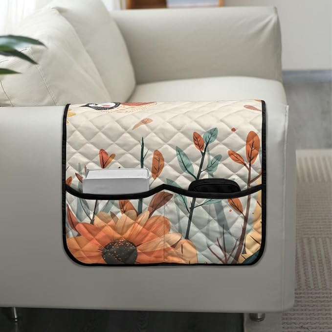 Sofa Arm Covers Stretch Armrest Covers Washable Couch Arm Cover Stains Resistant Recliner Armchair Cover Anti-Slip Armrest Slipcovers Furniture Protector Bird