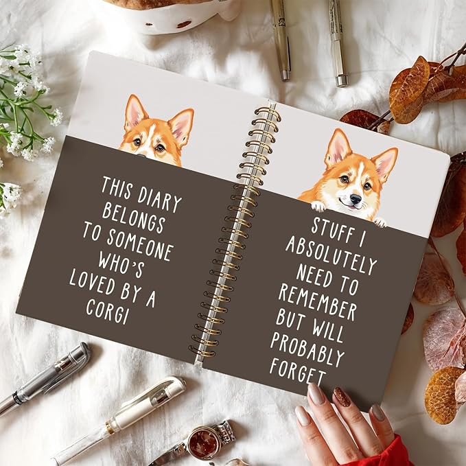 LIANGW Funny Corgi Gifts for Women & Men | Corgi Lovers Gifts Spiral Notebook Journal for Writing,Pet Dog Mom Owner Gift,5.5x8.3 Inch