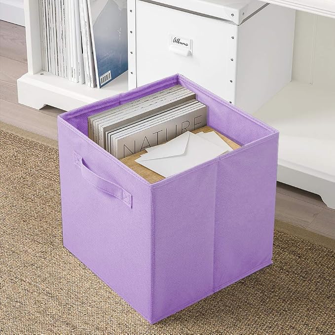 PowerKing Collapsible Storage Cubes, Farbic Storage Bins, 6 Colors, 6 Pack | Sturdy, Lightweight, Easy Pull Handle, Closet & Shelf Organizer, Clothes and Toys Storage, 10.5'' x 11'' x 10.5''