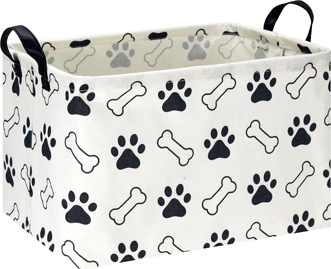 NTAOHAMPER Waterproof PE Coating Puppy Storage Bin with Handles,Doggy Collapsible Gift Basket,Kids Toys/Books Box,Room Decor(Paw)